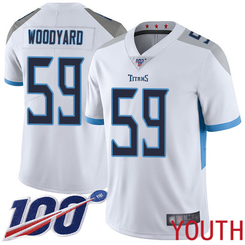 Tennessee Titans Limited White Youth Wesley Woodyard Road Jersey NFL Football #59 100th Season Vapor Untouchable->youth nfl jersey->Youth Jersey